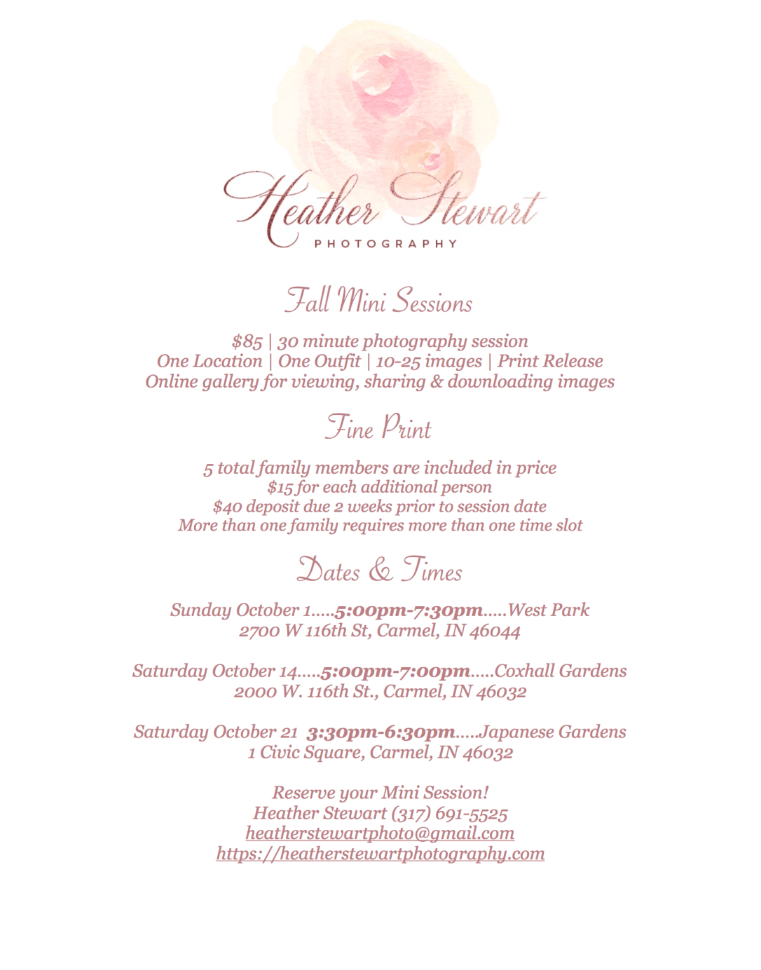 Fall Mini Sessions 2017 website